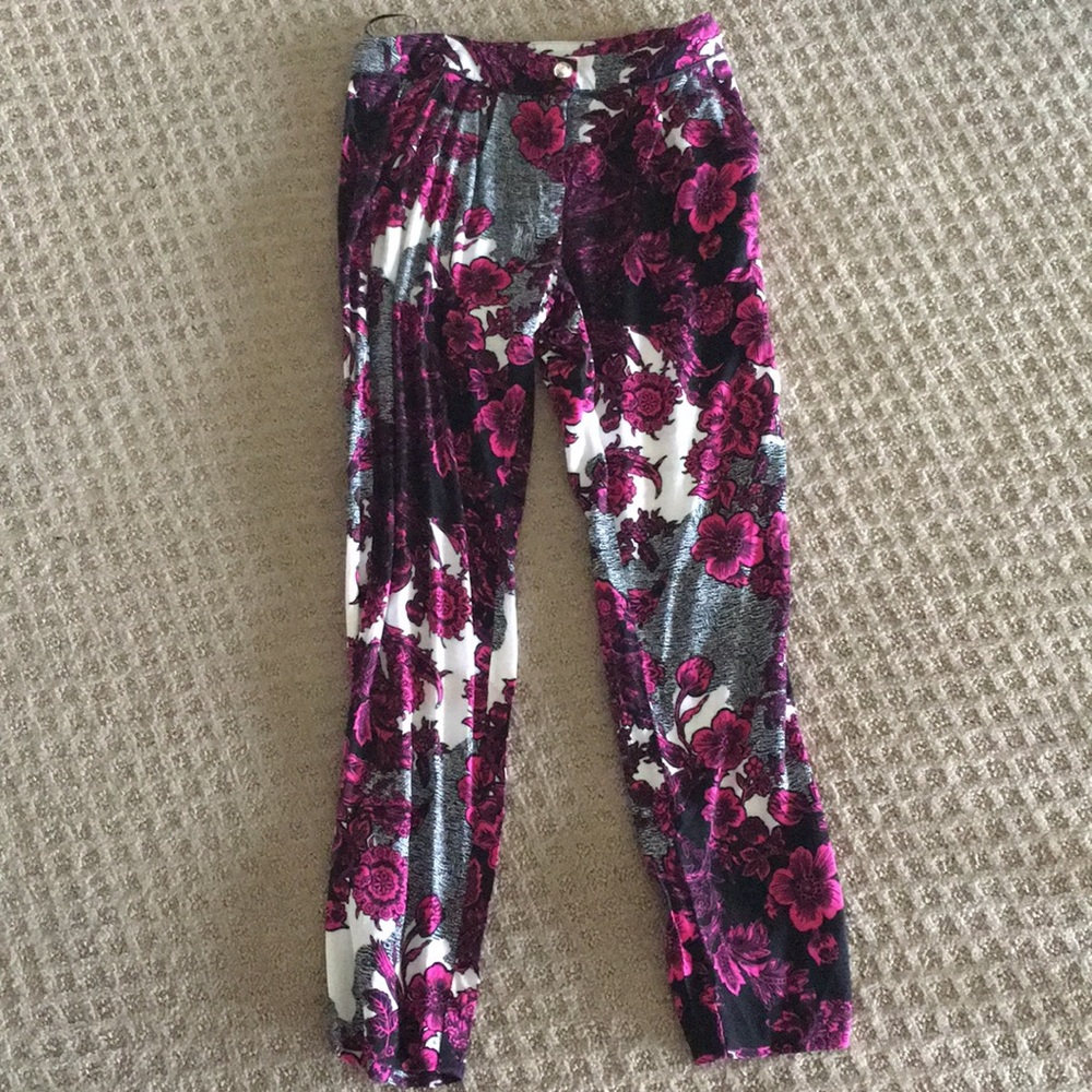 Misguided Magenta Flower Pencil Pants